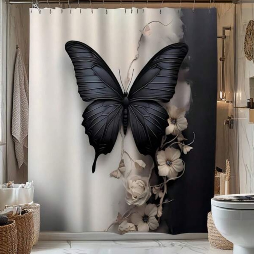 Floral Butterfly Shower Curtain NEW 🏷️